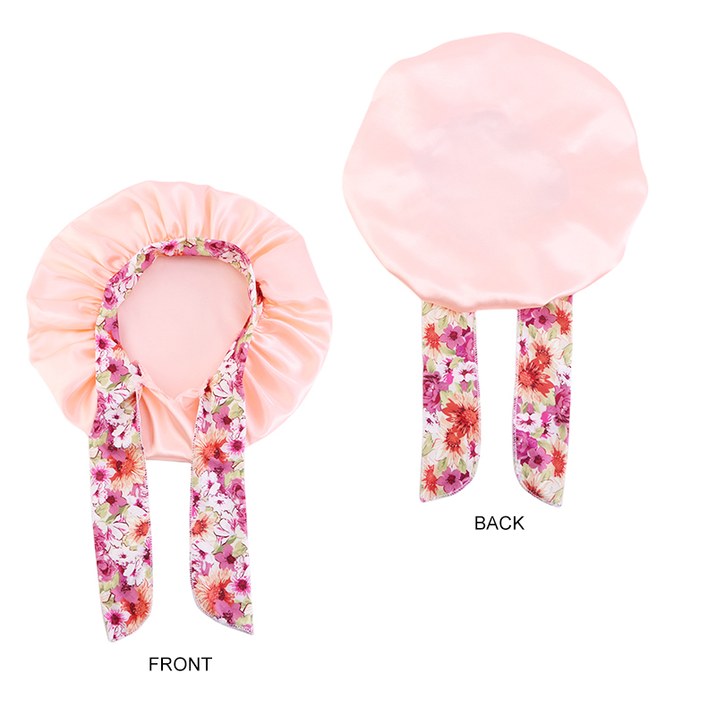 Bonnet élastique en Satin soyeux pour enfants, chapeau de couchage, Baotou, nœud mignon, soins capillaires, Bonnet de nuit, Turban