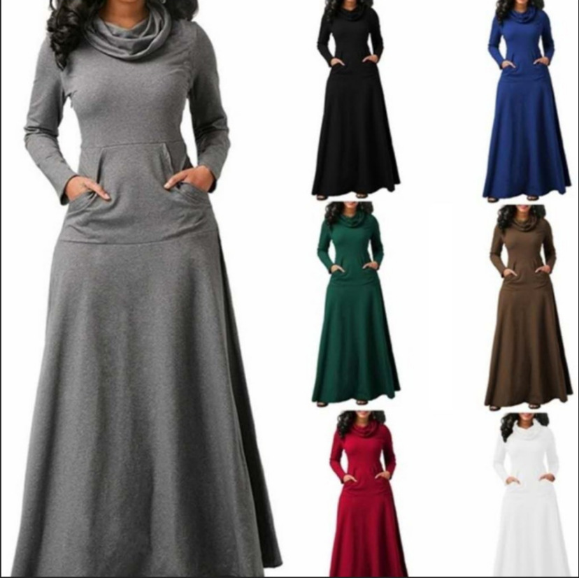 2025 Robe Femme Lâche Hiver Épissé ​ ​ Écharpe avec grandes poches, manches longues, jupe élégante, Abendkleider Fiesta Vestidos Mujer