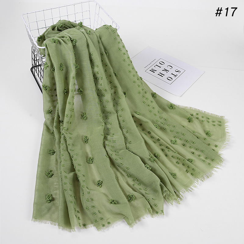 2020 nouveau foulard en mousseline de soie à bulles floquées hijabs pour femmes musulmanes couleur unie foulard islamique respirant foulards de tête arabe