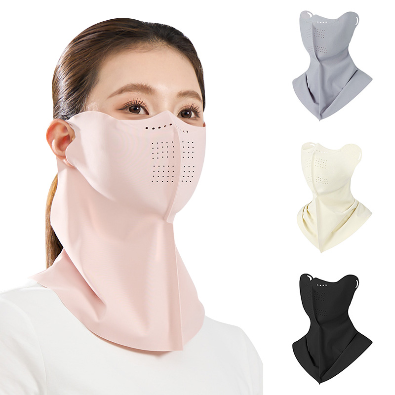 Masque facial d'été avec écharpe, Protection solaire, respirant, pour femmes, voyage en plein air, sens glacé, Protection du visage et du cou