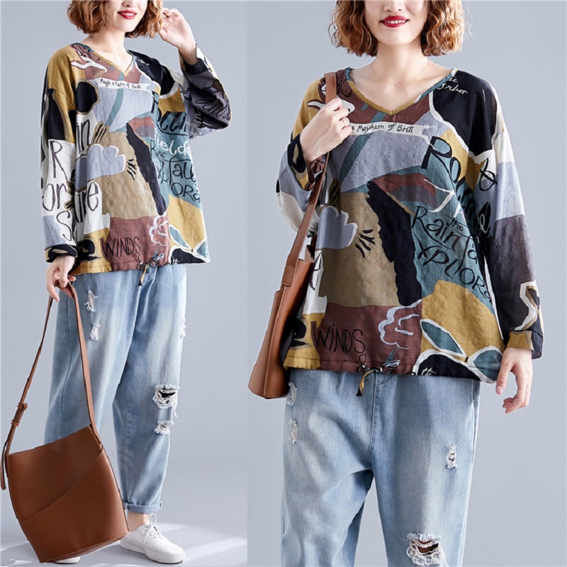 T-shirt ample décontracté en coton style coréen vintage pour femme, collection automne-été 2026