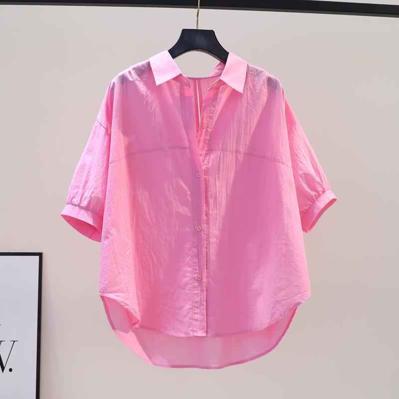 Chemisier boutonné monochromatique décontracté pour femmes, chemise basique, col polo, manches courtes, mode vintage, été, nouveau