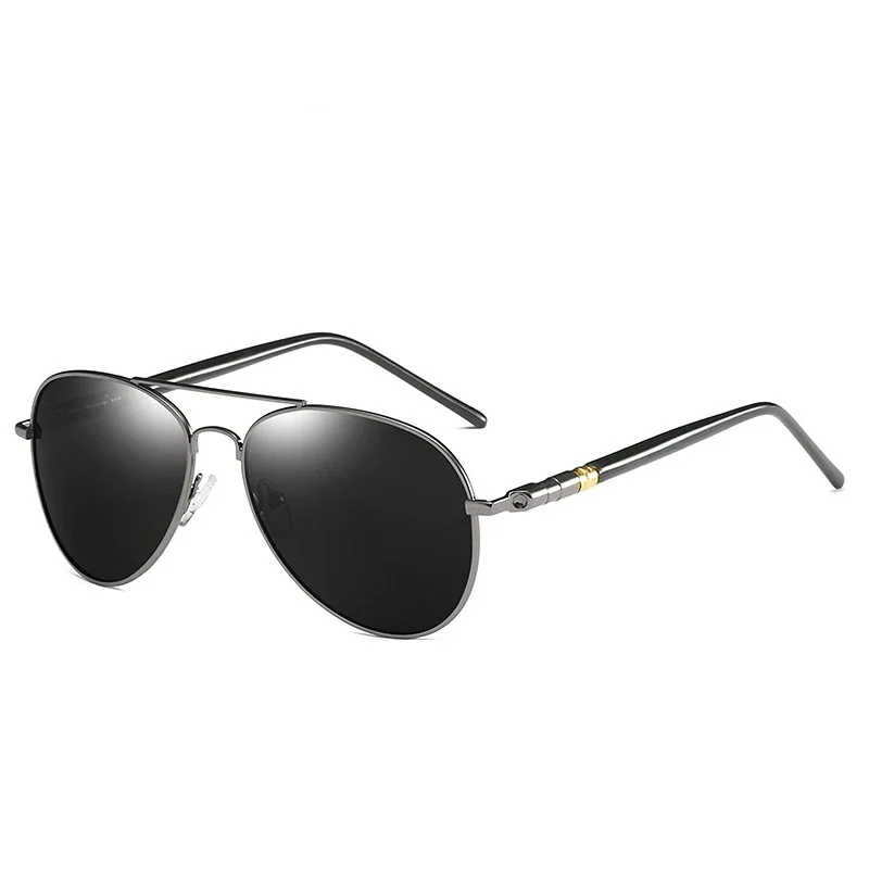 Lunettes de soleil de luxe polarisées pour hommes et femmes, lunettes de soleil de conduite pour hommes, lunettes de soleil pilote vintage, UV400, marque de créateur, noir