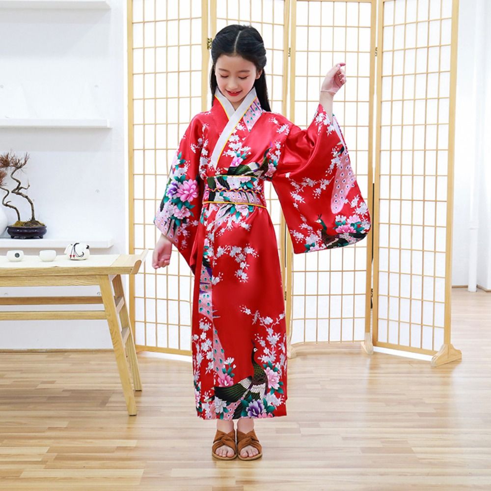 Kimono traditionnel japonais pour enfants imprimé de fleurs, style japonais, robe de kimono pour filles, style asiatique, Sakura, nouvelle élégance