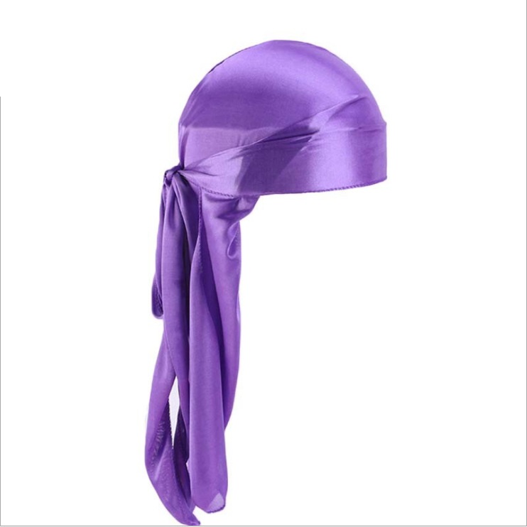 Foulard en soie à longue queue, Turban musulman, Doo Rag, chapeau de Pirate, casquettes de chimio Durag, chapeau de crâne, couvre-chef, 18 couleurs au choix