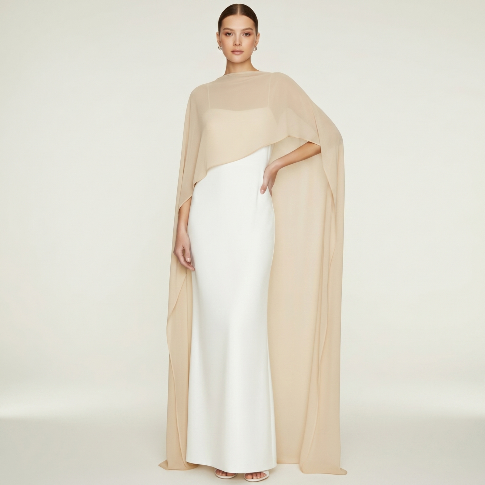 Cape en mousseline transparente pour femme, longue, élégante et légère, idéale comme châle ou couverture pour les soirées