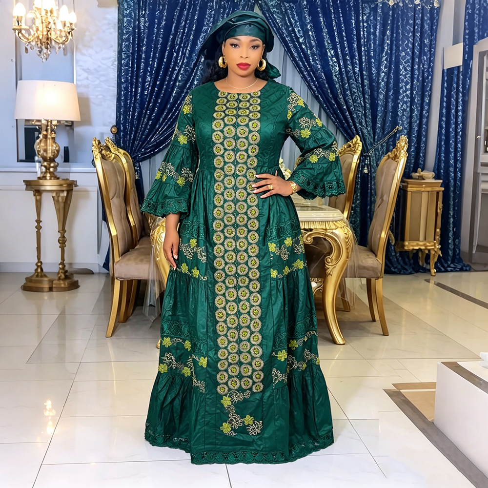 Vêtements africains grande taille pour femmes 2026 Nouvelle robe longue Dashiki Ankara brodée Bazin Boubou pour mariage musulman et soirée