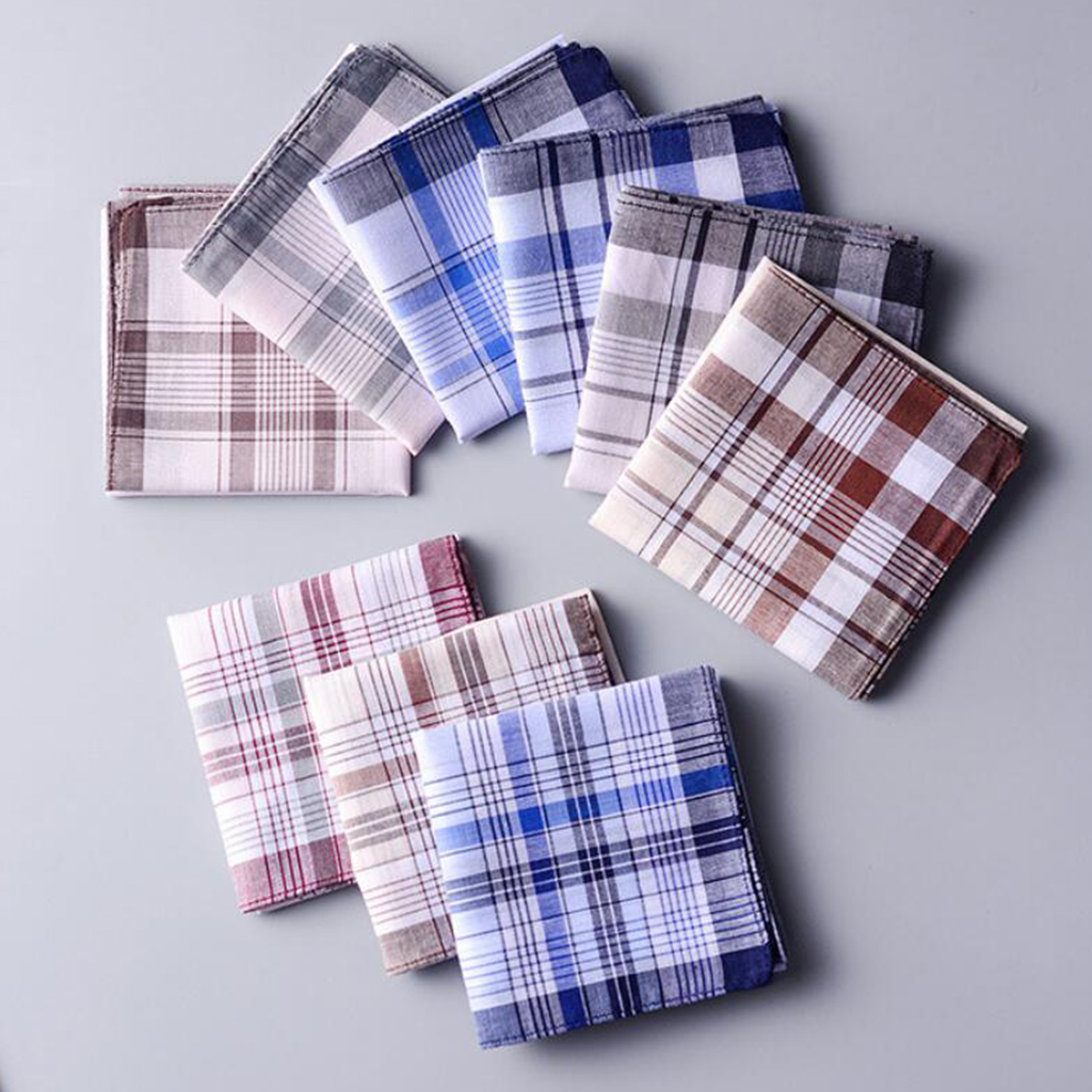 Mouchoirs en coton avec rayures pour hommes, mouchoirs classiques rétro, cadeaux pour fête, banquet de mariage, ensemble de 10 pièces