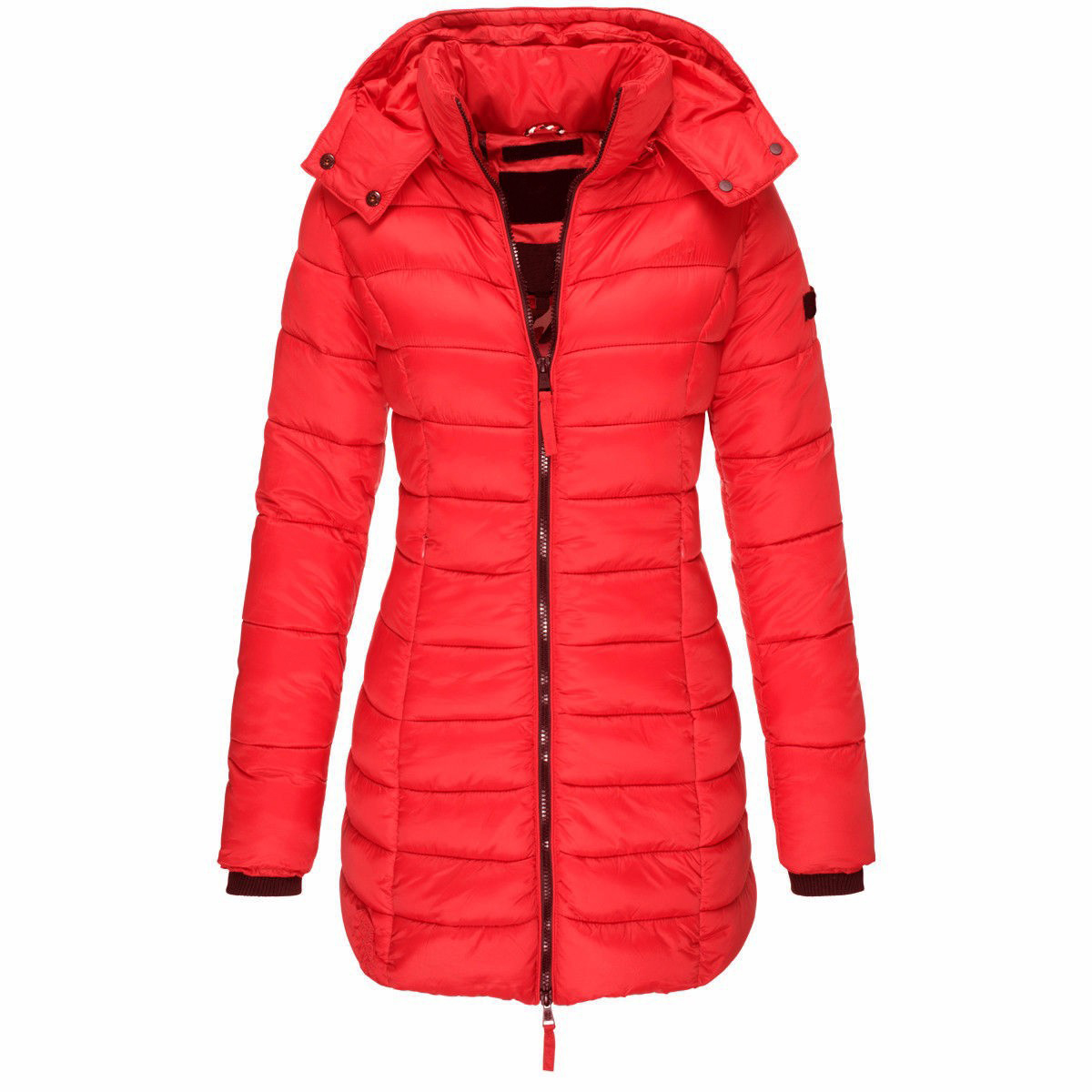 Vestes d'hiver pour femmes, fermeture éclair, capuche, rembourrées en coton, manches longues, manteau chaud, Parka Slim, vêtements d'extérieur portables
