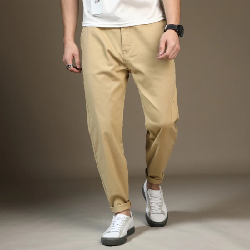 Pantalon décontracté en coton pour homme, sarouel, noir, grande taille, 46, 48, nouvelle collection printemps