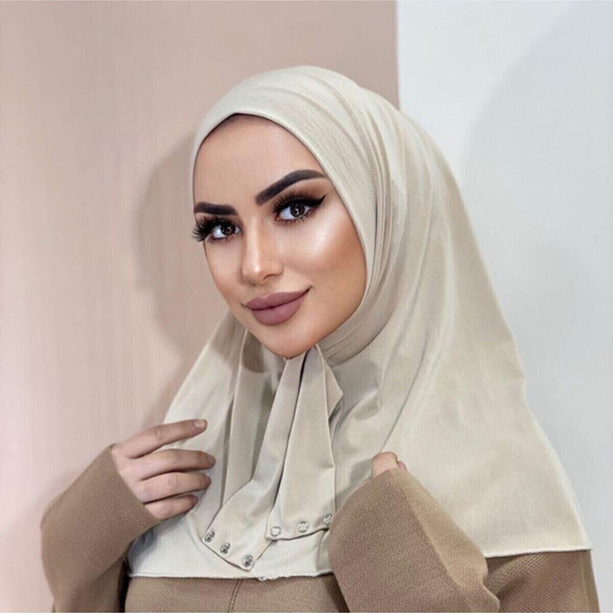 Écharpe de Sauna Musulmane Respirante, Hijab avec Fermeture à Pression, Bonnet Uni, Châle de Tête, Turban, Chapeau Islamique, Sous Casquette