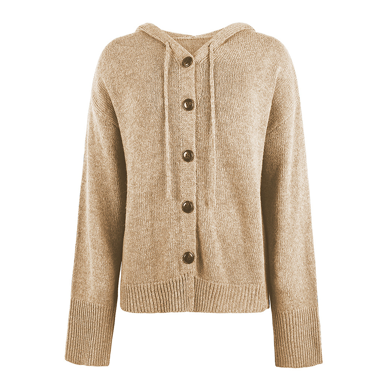 Cardigan tricoté à capuche pour femmes, décontracté, mode, couleur unie, manches longues, simple boutonnage, manteau