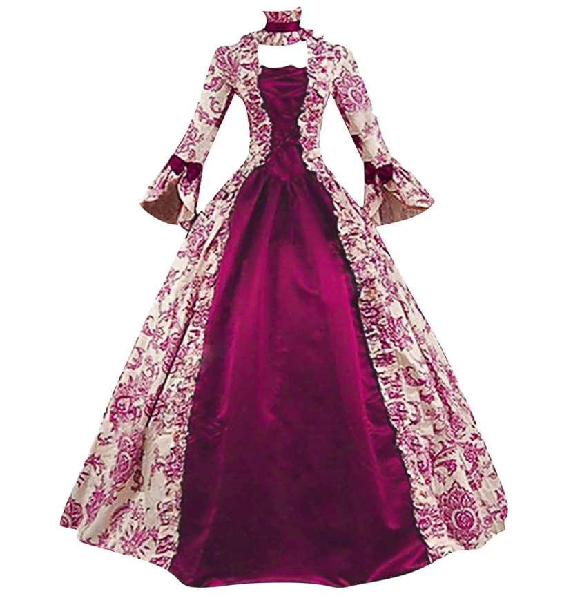 Grande taille femmes médiévale Marie Antoinette Cosplay Robe violet victorien fête Court Robe Renaissance gothique Robe florale