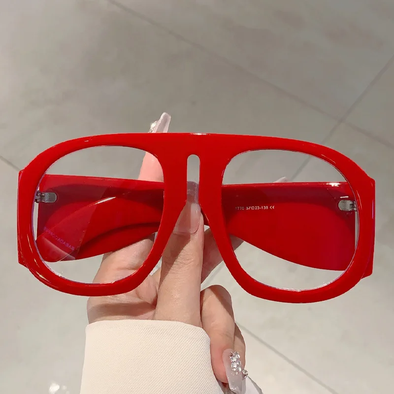 Monture de lunettes anti-lumière bleue vintage oversize rose et rouge pour femme – Nouvelle mode, lunettes d'ordinateur décontractées pour dames