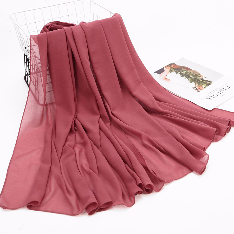 Foulard Hijabs en Mousseline de Soie pour Femme Musulmane, Écharpe de Haute Qualité, Solide, pour Document, Couvre-chef, Voile