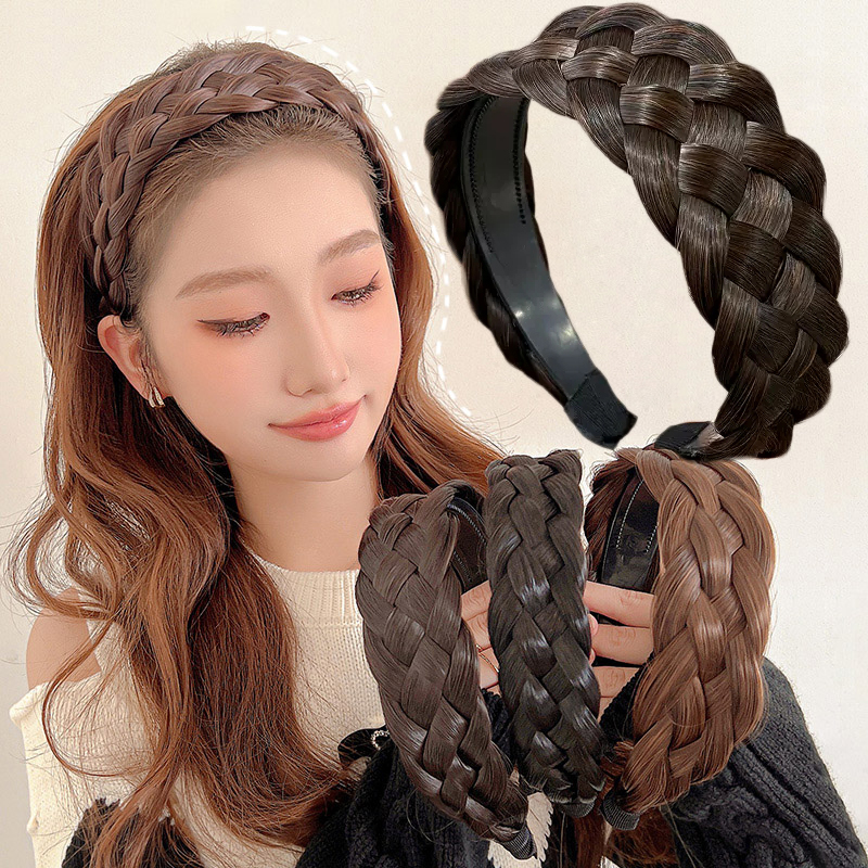 Bohémien – accessoires pour cheveux large, bande de cheveux dentée antidérapante, perruque torsadée tressée, cerceau artificiel Style arête de poisson, bandeau tressé