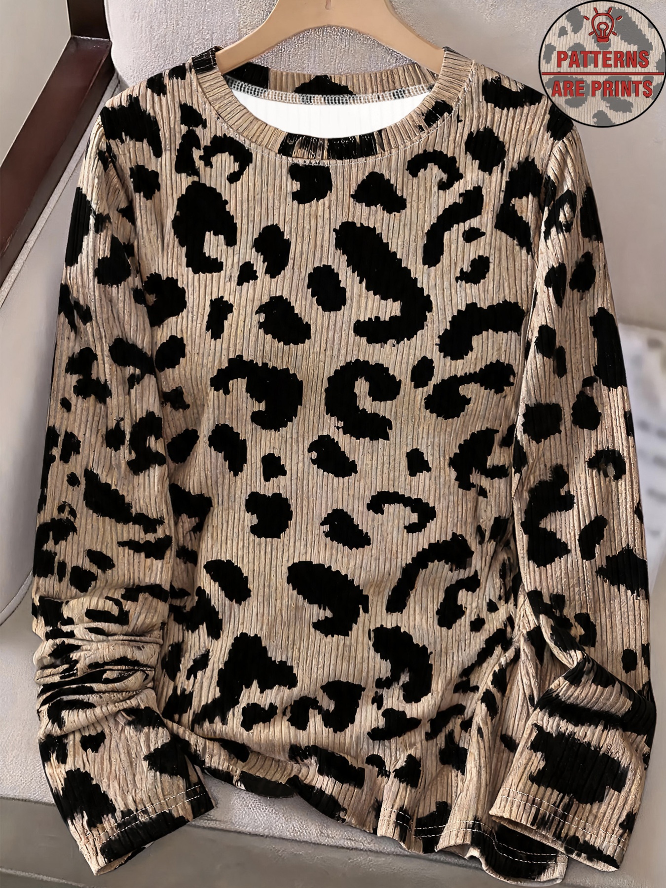 Haut à manches longues pour femmes, imprimé classique peau d'animal léopard, col rond, cadeau pour la fête d'automne, vêtement décontracté pour tous les jours, vêtements pour femmes