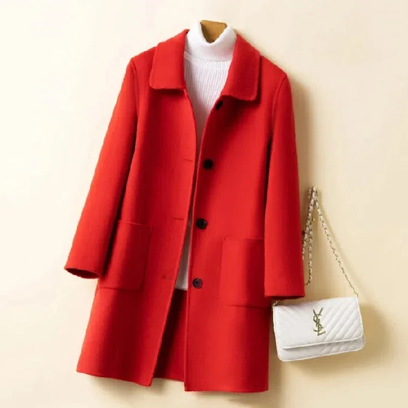 Manteau en laine confortable pour femme, Chic, polyvalent, couleur unie, extérieur quotidien, polaire thermique, nouvelle collection hiver 2024