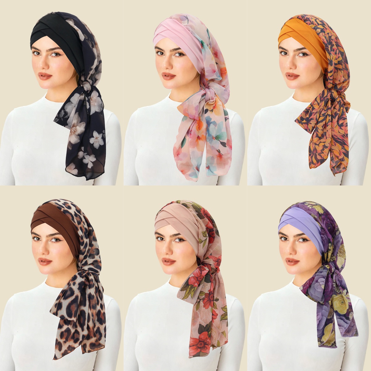Bonnet Turban Imprimé Tendance pour Femme, Foulard Long à Queue, Bandana Extensible, Sous-Hijab Musulman, Couvre-Chute de Cheveux, Bonnets et Bonnets de Nuit