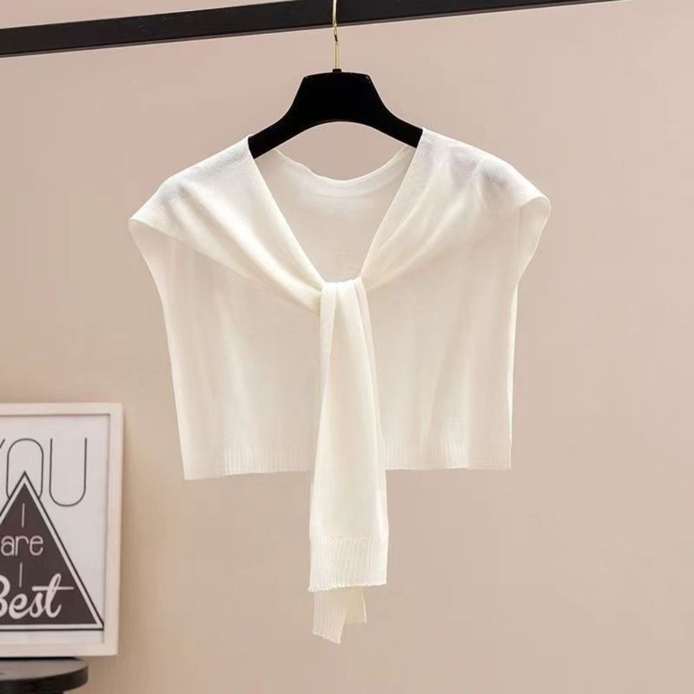 Châle fin en tricot tendance avec nœud, léger, écharpe climatiseuse, faux col, protège-cou pour femmes et filles