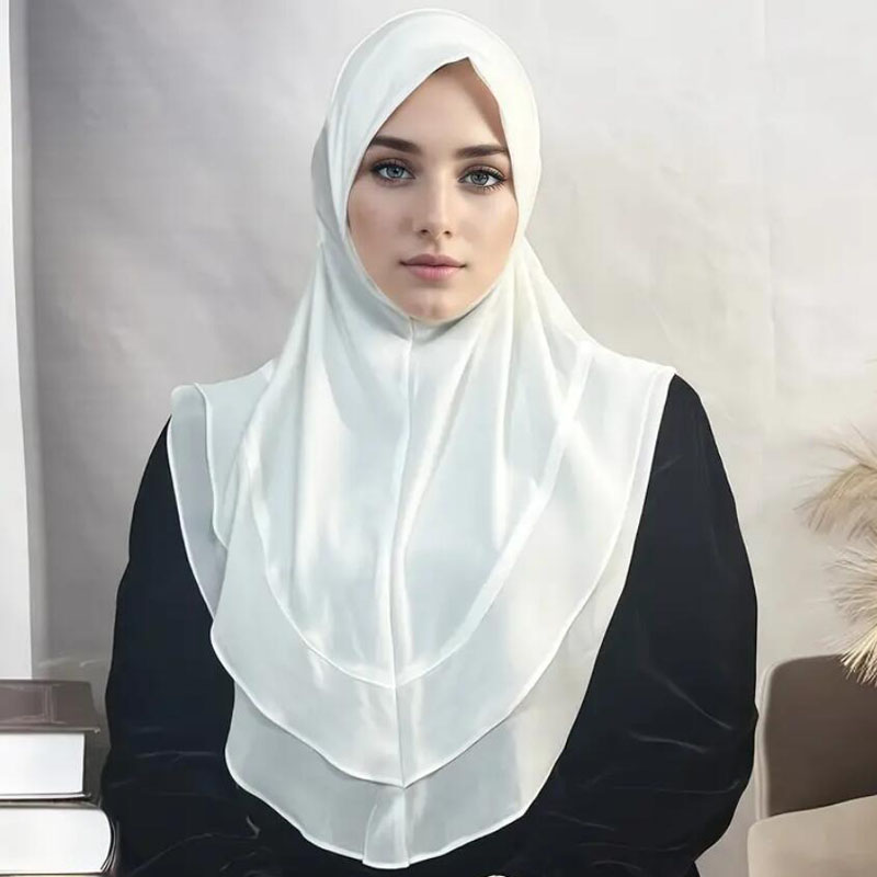 Hijabs pour femmes écharpe Hijab instantanée Shaw Khimar 2 couches court dentelle Turban modeste prière musulmane Hijab arabe Jilbab Femme Musulman