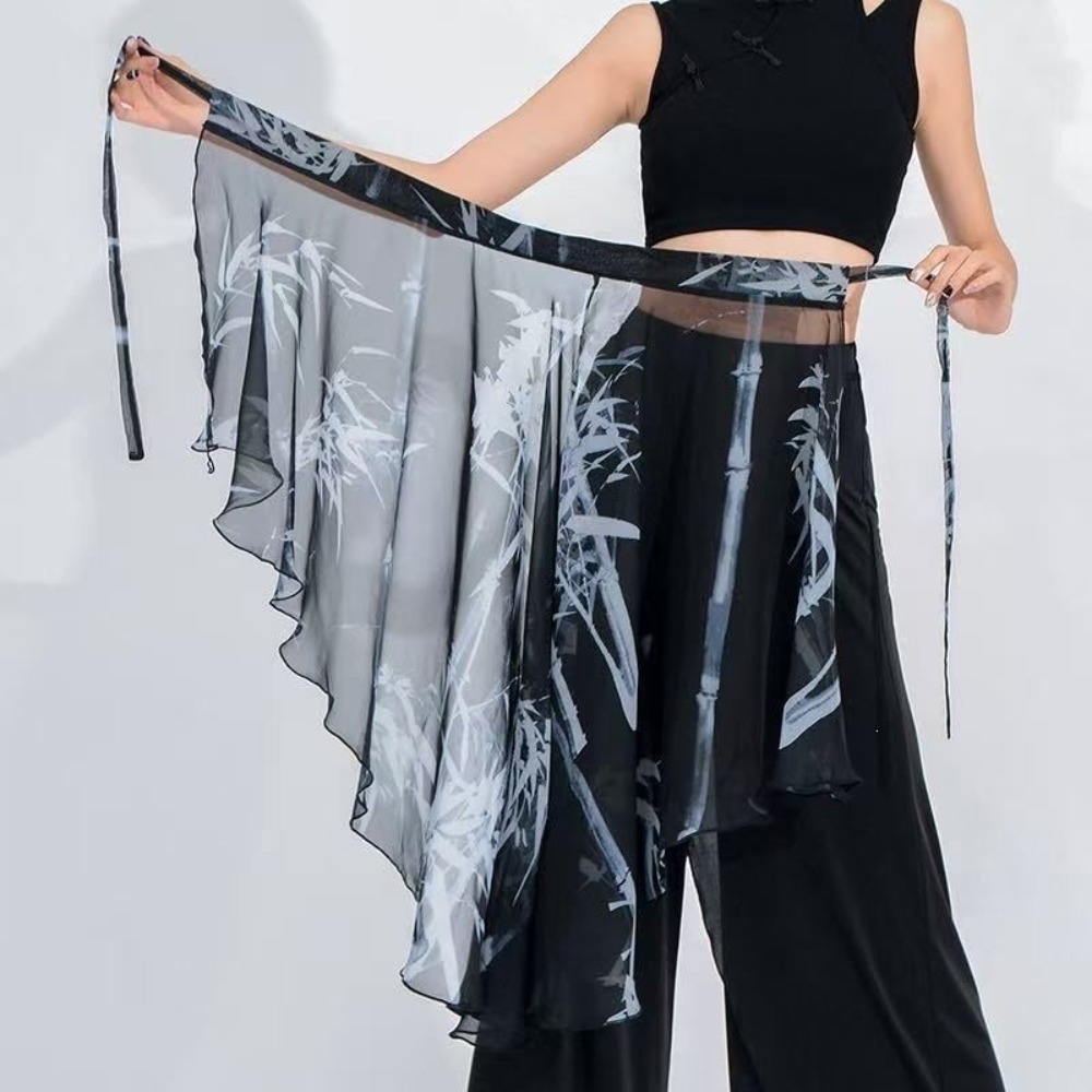 Jupe mi-longue en mousseline de soie à taille haute, motif floral, légère, en dentelle, transparente, style Y2K streetwear