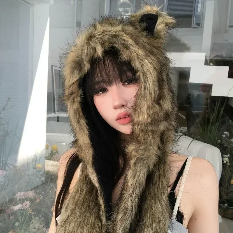 2025 Designer Style cachemire femmes hiver chapeau cagoule casquette automne hiver chapeaux chaud pull Snood chapeau col Bonnet ours casquette