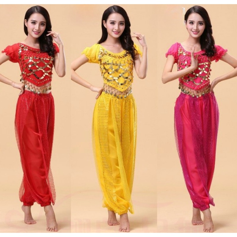 Costumes de danse du ventre en mousseline de soie indienne pour adultes, pantalons Sari pour patients éma ens, ensemble de pratique de la danse du ventre, le moindre contreplaqué, femmes