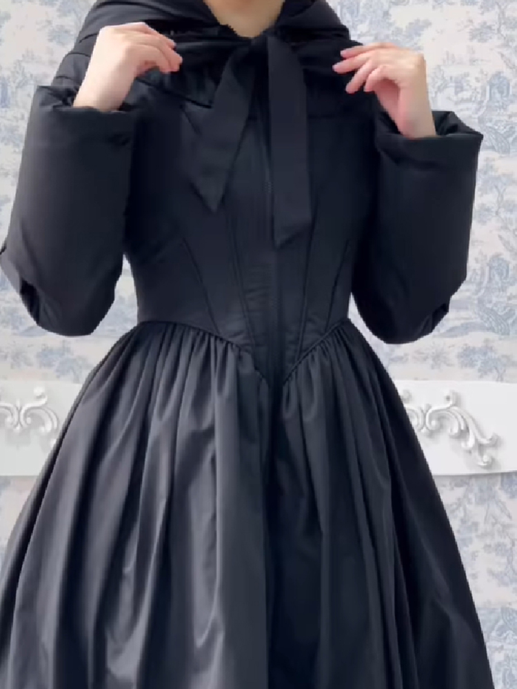 Femmes Chic solide robe Maxi veste bouffante coupe ajustée ligne S grand ourlet chaud longues Robes manteau 2026 nouvelle tenue dame haute rue vêtements d'extérieur