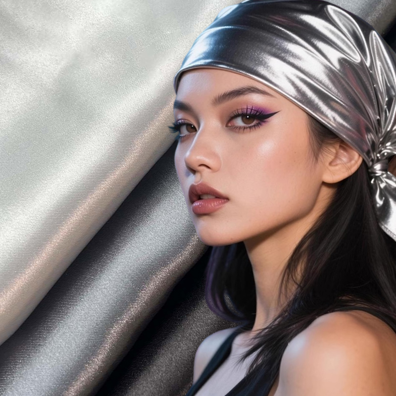 Nouveau Y2K liquide argent cheveux écharpe enveloppement doux polyvalent bandeau Bandanas femmes été Hip Hop Punk carré écharpe cheveux accessoires