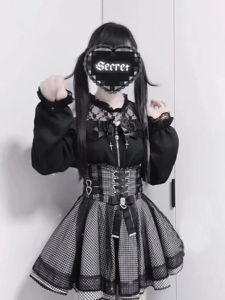 Ensemble jupe taille haute élégante à manches longues, épaules dénudées, vieux testament de Berlin, nouveau Style d'automne, tenue de dame de Style japonais