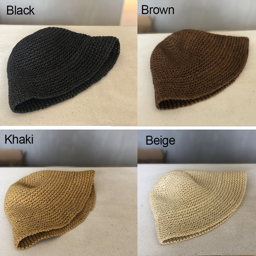 Chapeau d'été pour femme, chapeau de pêcheur à la mode, chapeau de soleil tissé à la main, chapeau de plage en paille