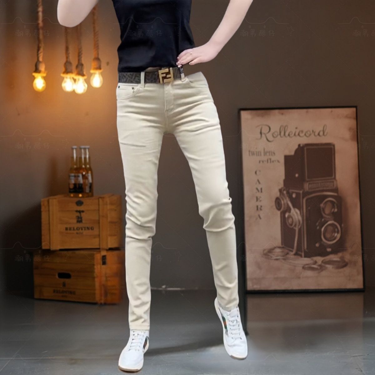 Pantalon long homme haut de gamme coréen, coupe slim, jambe étroite, couleur unie, nouveau modèle été