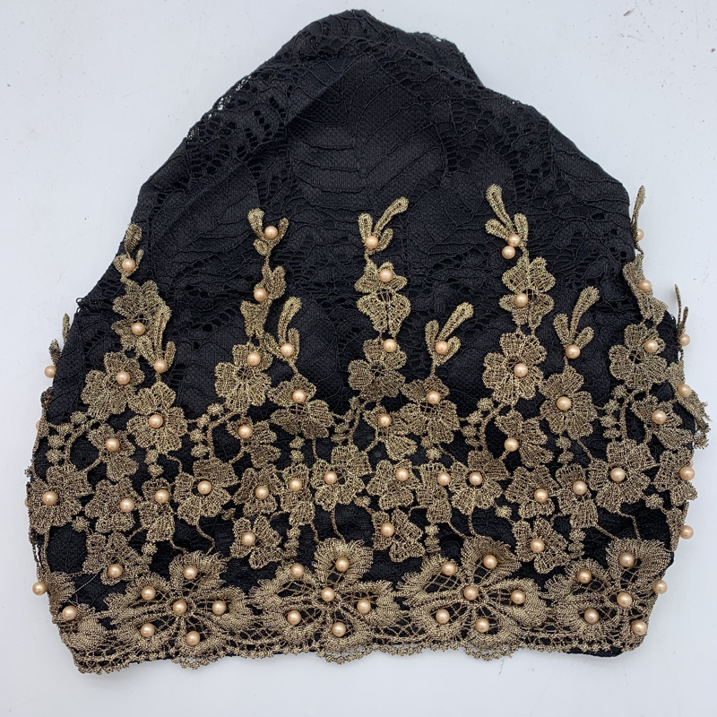 Turban à perles pour femmes, broderie, mode, couvre-chef musulman, Bonnets, chapeau de chimiothérapie