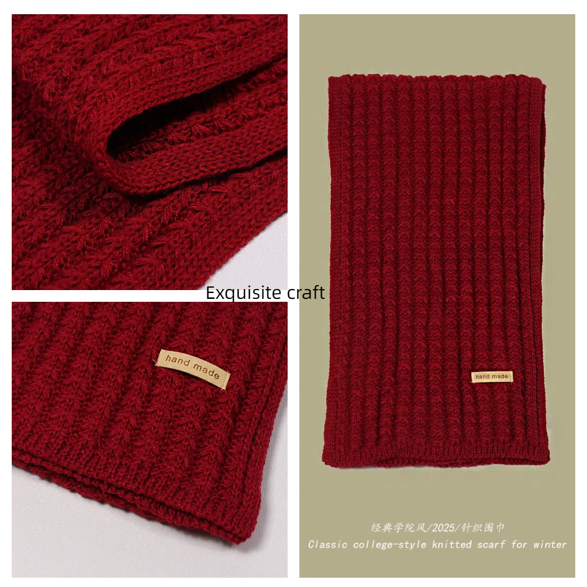 Écharpe en tricot épaisse et chaude pour hommes et femmes, en laine douce et cachemire uni, pour l'hiver et l'automne, simple et élégante, noire, pour étudiants.