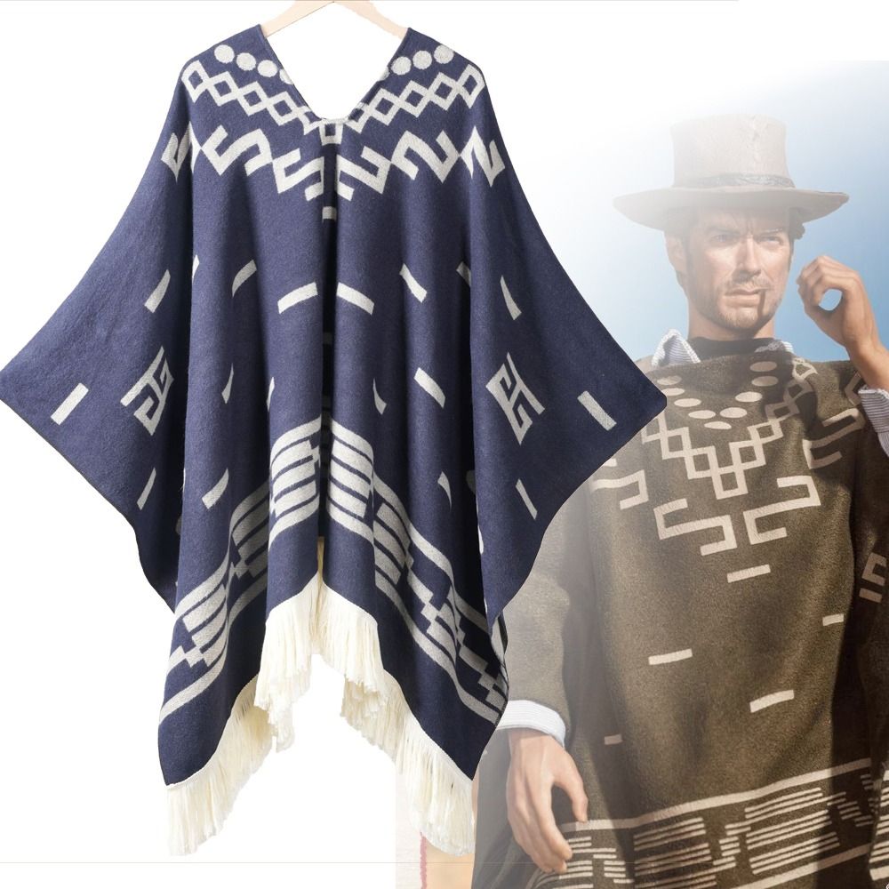 Cape de cow-boy occidentale chaude d'hiver à la mode, imitation cachemire, épaissie, grand châle, écharpe pour femmes et hommes
