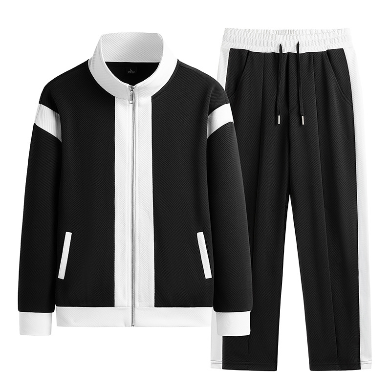 Ensembles de jogging de baseball deux pièces pour hommes, veste trempée, survêtement de course, mode patchwork, coréen, qualité
