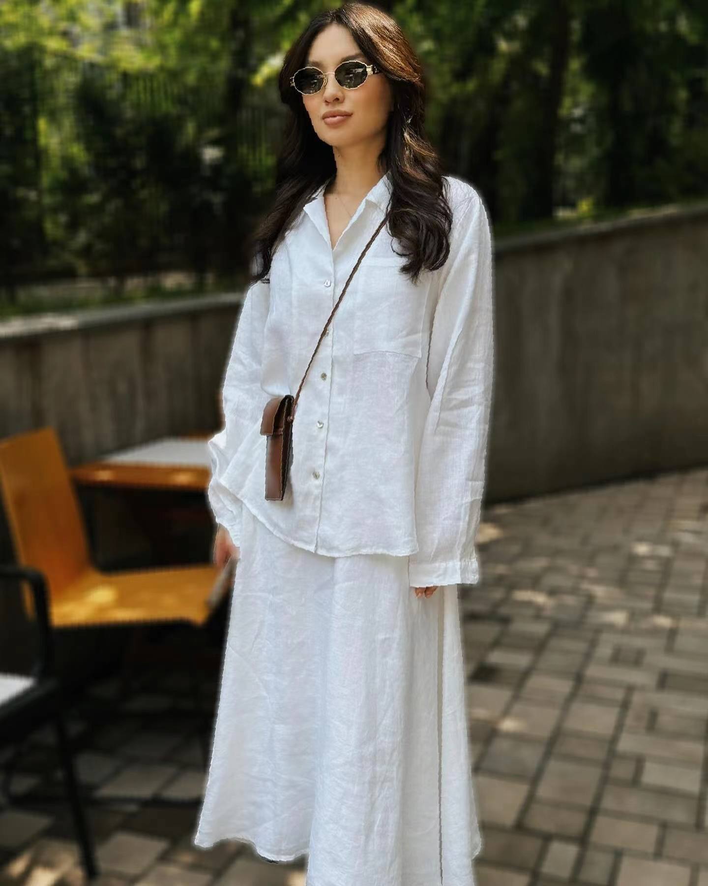 Ensemble 2 pièces pour femmes, chemisier, jupe longue, poches, haut à simple boutonnage, jupes arabes musulmanes, tenues maroces, dubaï, Ensemble décontracté