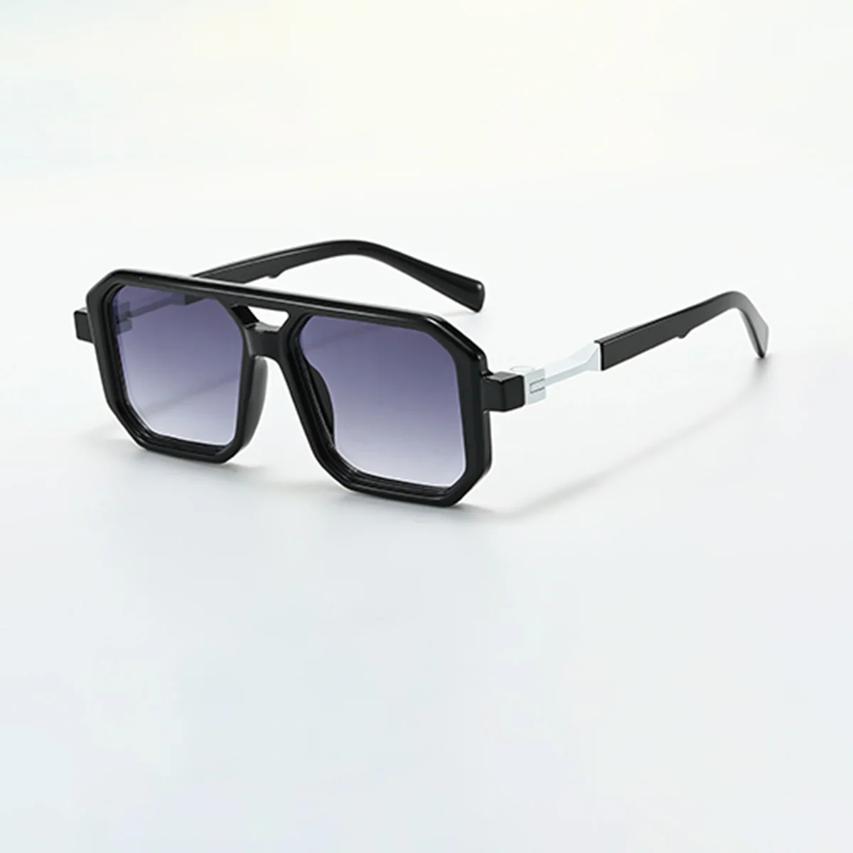 Lunettes géométriques pour femmes, lunettes à Double pont, lentilles colorées carrées épaisses de Style métal lourd, lunettes décoratives à la mode
