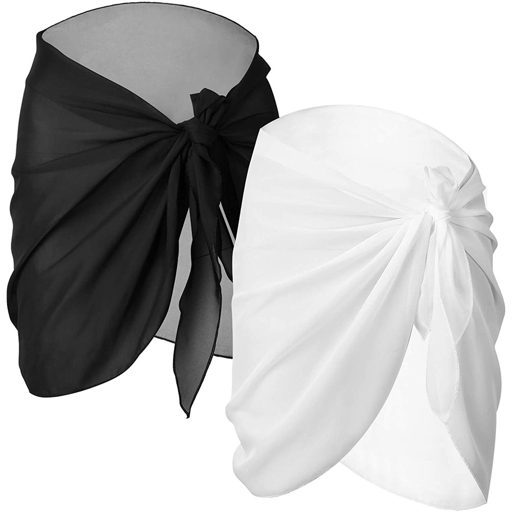 Femmes en mousseline de soie court Sarongs Bikini cache plage maillot de bain maillot de bain jupe portefeuille pour maillots de bain