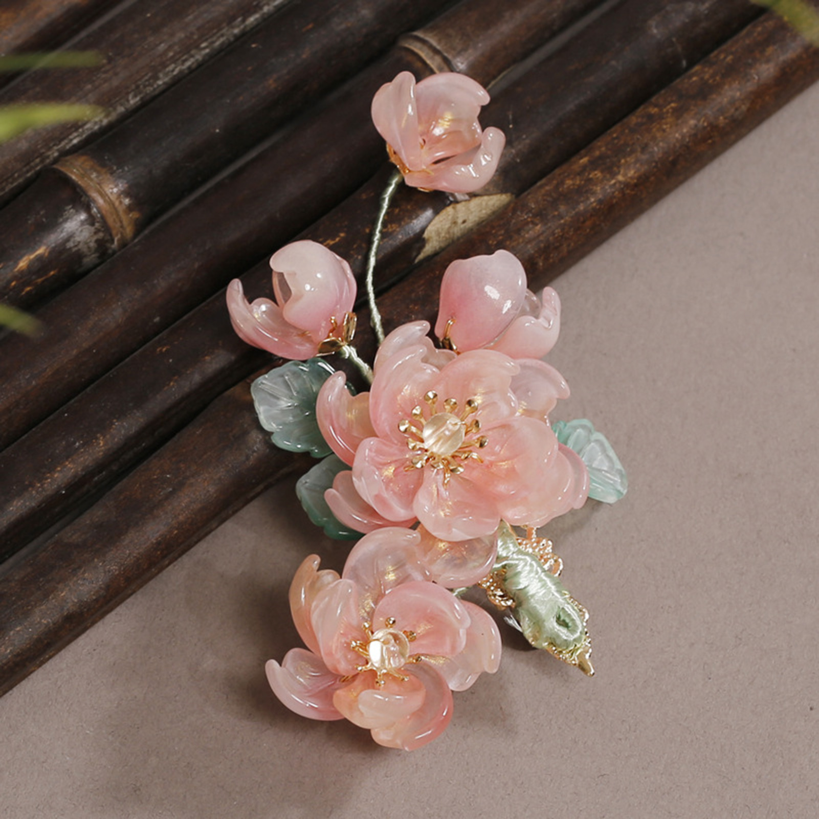 Pinces à cheveux pour femmes, avec décor de fleur rose, Barrettes en alliage, accessoire pour cheveux, décoration de Style ancien