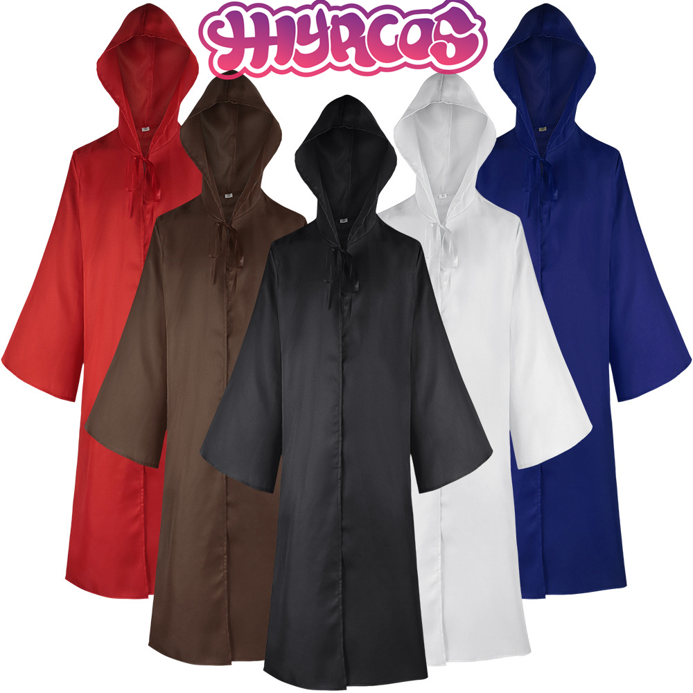 Robe médiévale à capuche moine prêtre Robe garçon Halloween enfants adulte Cosplay Costume noir blanc Cape magicien tunique Cape pour hommes