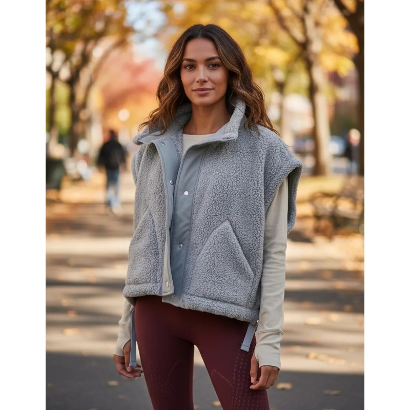 Gilet en polaire pour femme, veste sans manches surdimensionnée en sherpa