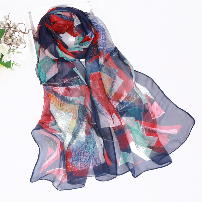 Foulard en mousseline de soie georgette pour femme, écharpe bandana, long châle d'été, élégant, fin et respirant