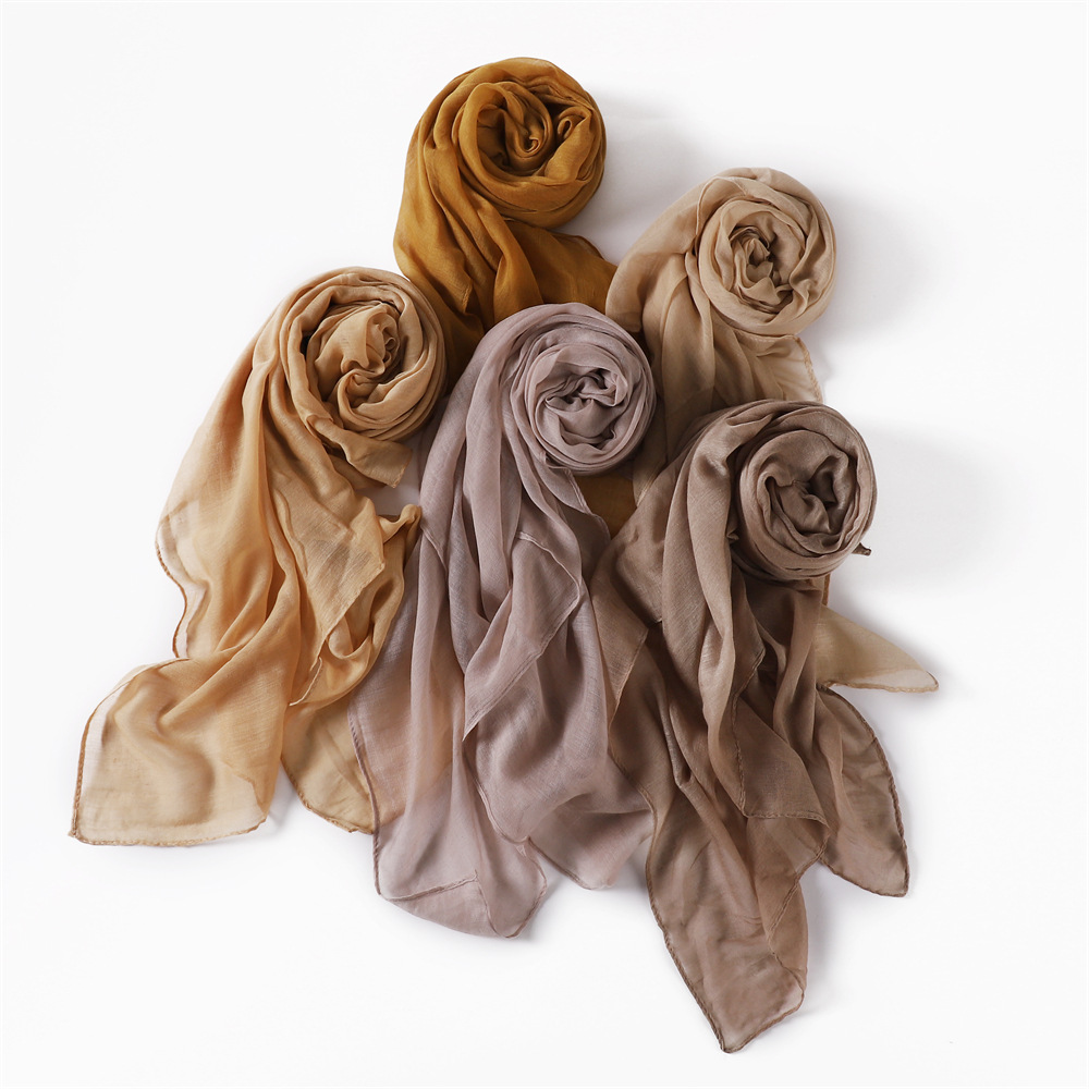 Écharpe en Coton et Lin pour Femme et Étudiante, Classique, Solide, Rétro, Doux, Viscose, Châle Rond, Nouvelle Collection Automne