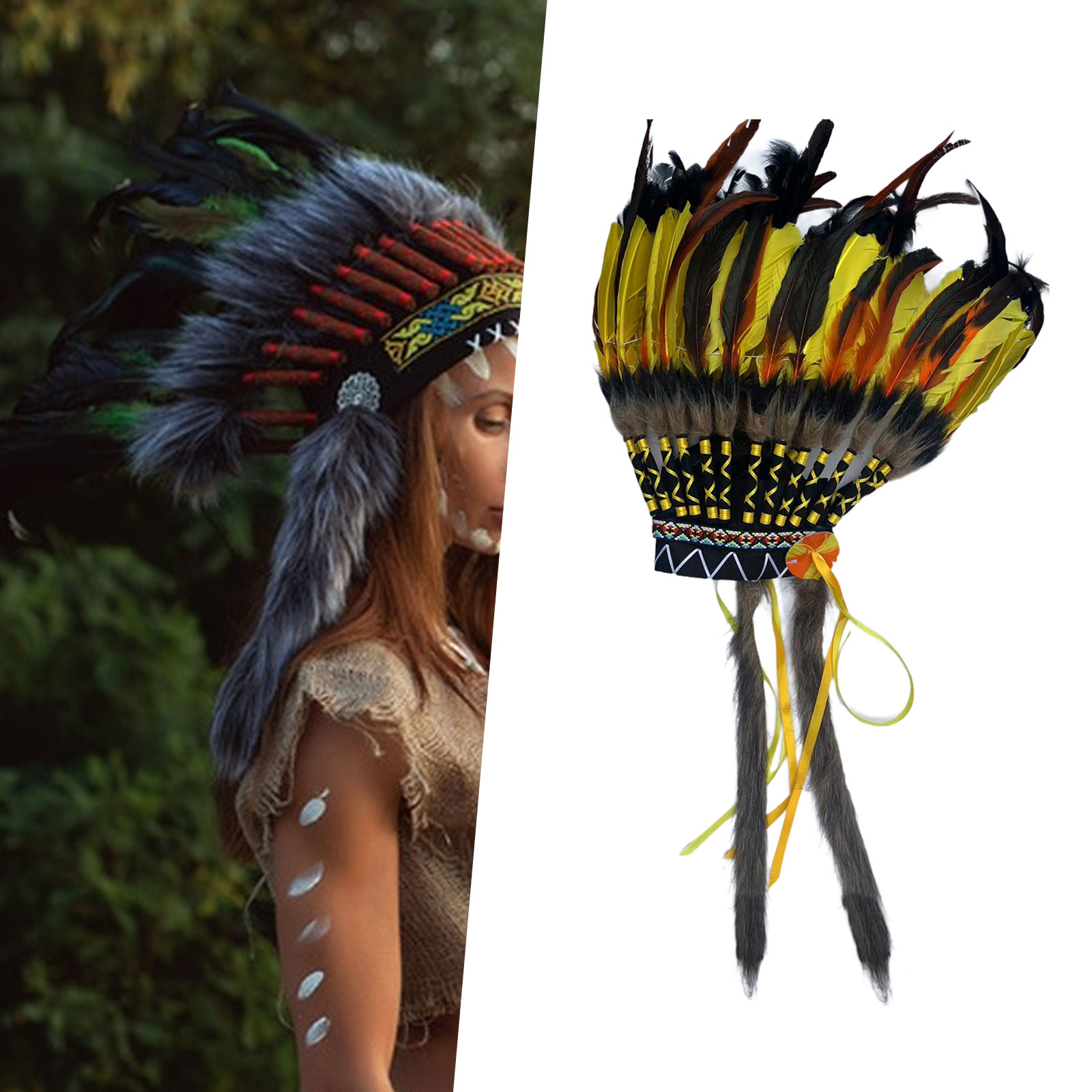 Chapeau indien en plumes pour hommes et femmes, coiffure, décoration, vêtements de sauna pour adultes, robe de paupières, fête de carnaval, performance sur scène, cosplay