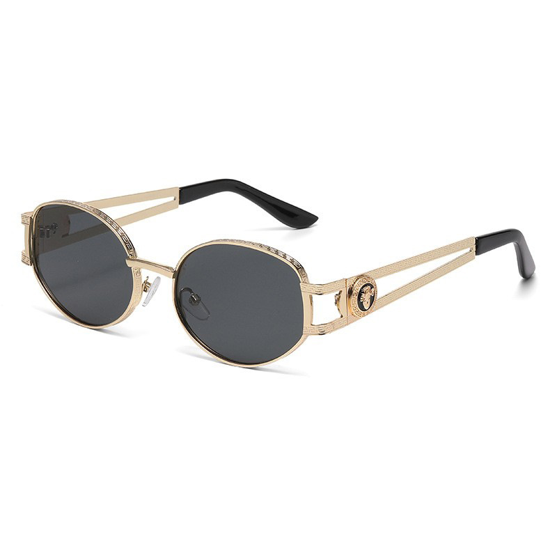 Lunettes de soleil ovales vintage 2026, nouvelle mode, monture métallique surdimensionnée, verres décoratifs, lunettes de soleil tendance pour femmes, design de marque de luxe