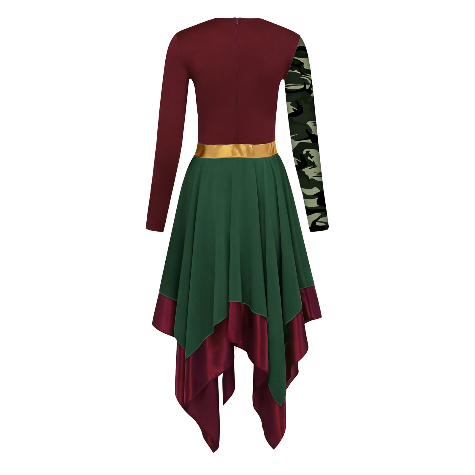 Robe de danse liturgique pour femmes, tunique à fermeture éclair imprimée métallique brillante, tenue de chorale d'église, vêtement de performance pour la louange et la danse