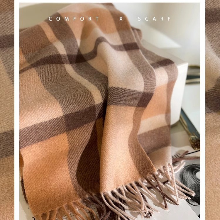 Écharpe australienne 100% laine pour femmes, écharpe longue et étroite pour Couple à carreaux minimaliste, chauffe-cou polyvalent pour l'hiver