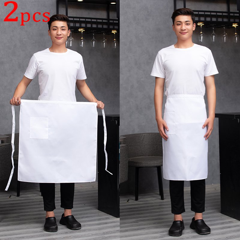 Tablier de cuisine de restauration pour femmes/hommes avec poches travail Mandil nettoyage tablier Restaurant Chef tablier magasin serveur uniforme de travail